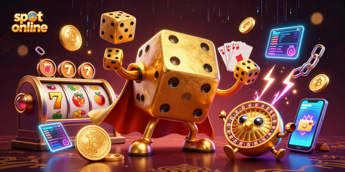Spin and win with vibrant slot online action featuring a whimsical dice golem, 3D coins, and jackpots.