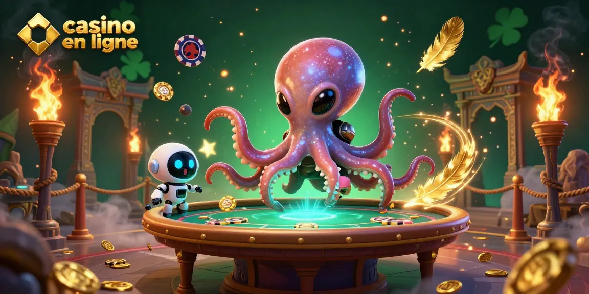 Joignez-vous à un octopus alien au poker dans un casino en ligne coloré.