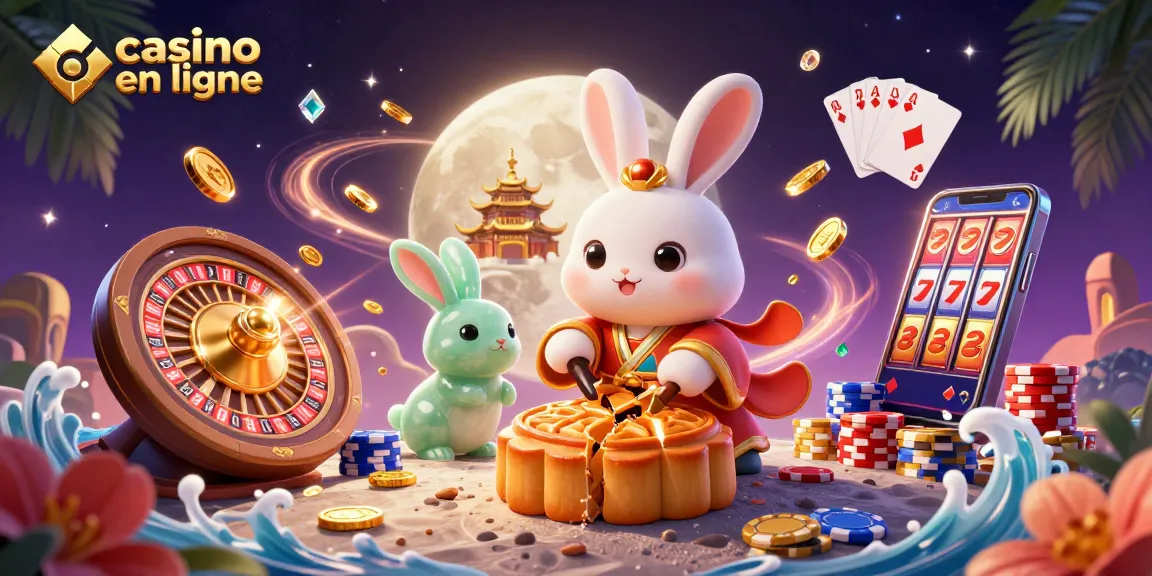 Jouez avec le casino en ligne sur la lune, avec un lapin et des jetons poker.